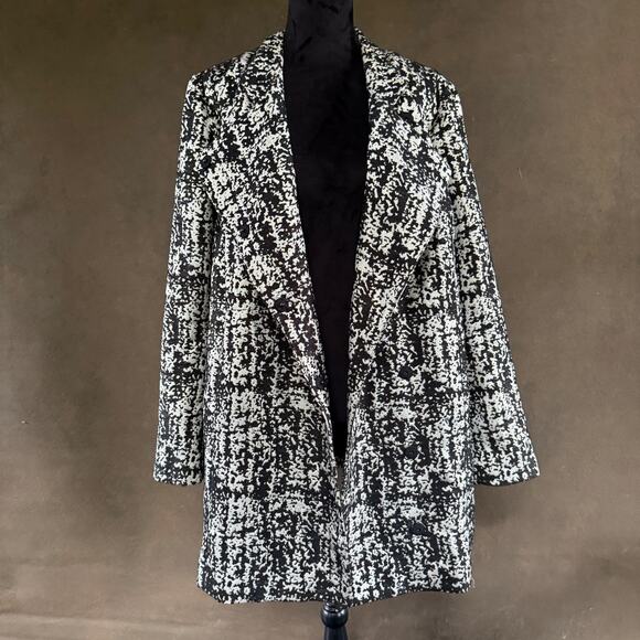 Lane Bryant Metallic Black & White Tweed Coat – Mid-Length, Lined Size 18/20 - Picture 8 of 12